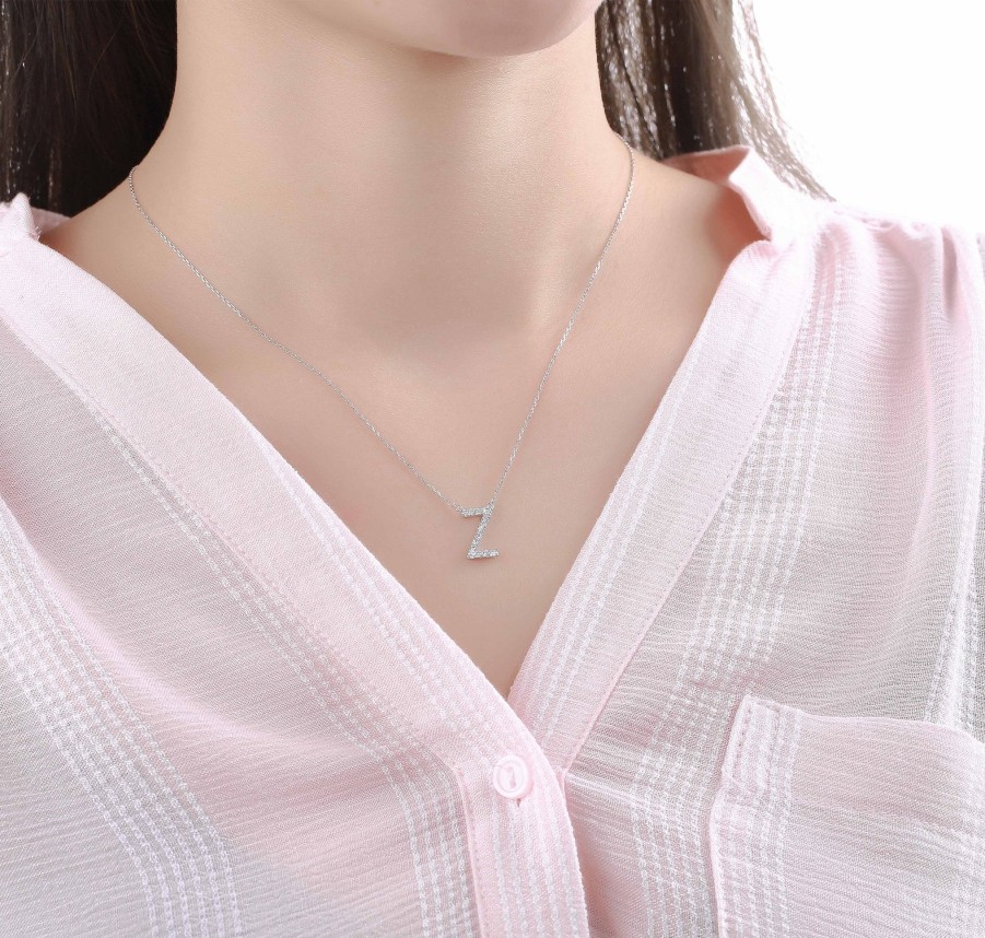 Necklaces Smiling Rocks | My Type 0.21Ct "Z" Lab Grown Diamond Necklace Nl-00171Wht