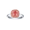 Rings Smiling Rocks | Souffle Pink 1.23Ctw Lab Grown Diamond Halo Ring R-00071Pnk White Gold