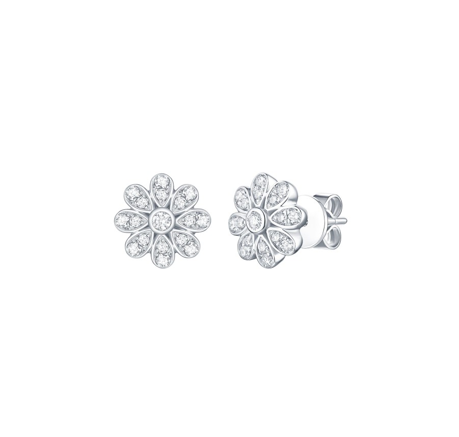 Earrings Smiling Rocks | Essentials 0.39Ct Flower Earrings E-00279Wht