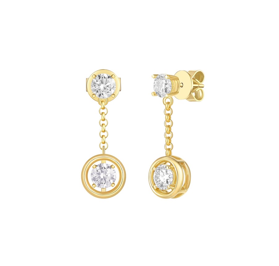 Earrings Smiling Rocks | Lab Grown 0.95Ctw Drop Diamond Frame Earrings E-02866Wht Yellow Gold