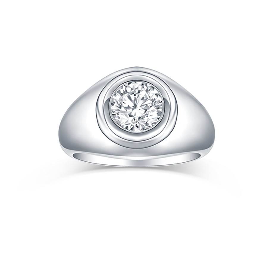 Rings Smiling Rocks | Lab Grown Diamond Dome Solitaire Men'S Band