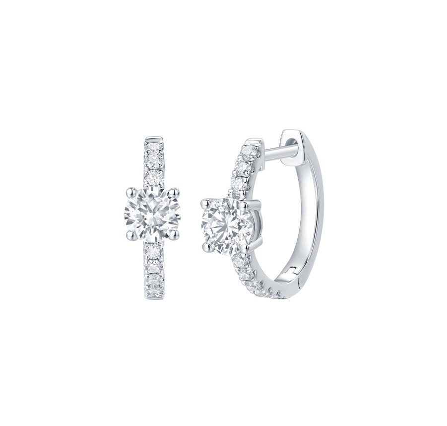 Earrings Smiling Rocks | Lab Grown Diamond 0.82Ct Round Mini Hoop Earrings