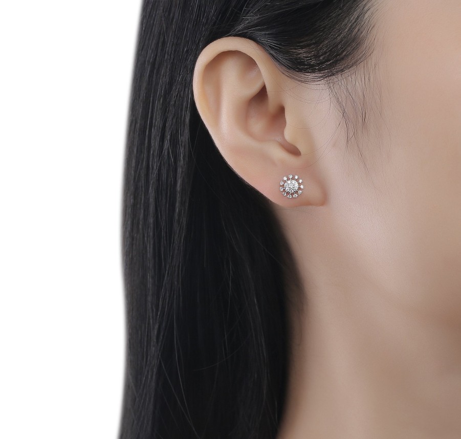 Earrings Smiling Rocks | Sunshine 0.23Ctw Lab Grown Diamond Studs E-00733Wht White Gold