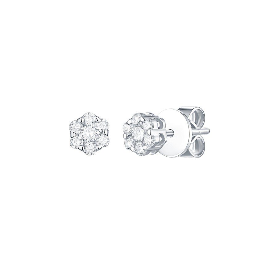 Earrings Smiling Rocks | Essentials 0.26Ct Cluster Flower Earrings E-00114Wht