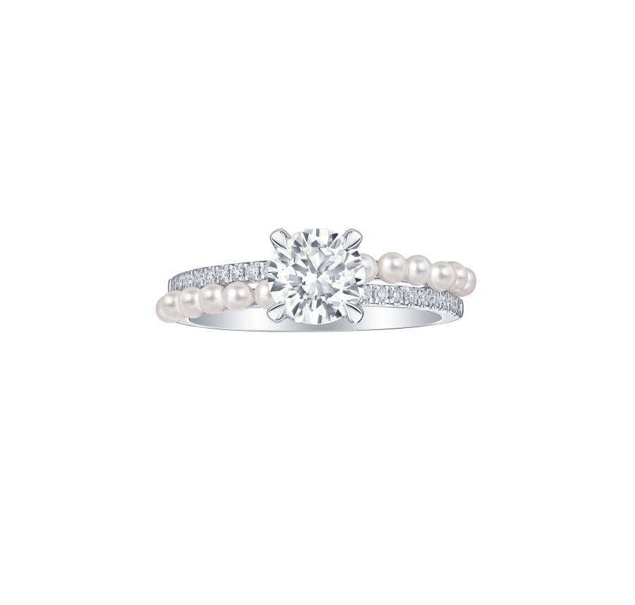 Rings Smiling Rocks | Lab Grown Diamond 2.03Ctw Solitaire With Pearl Bridal Ring