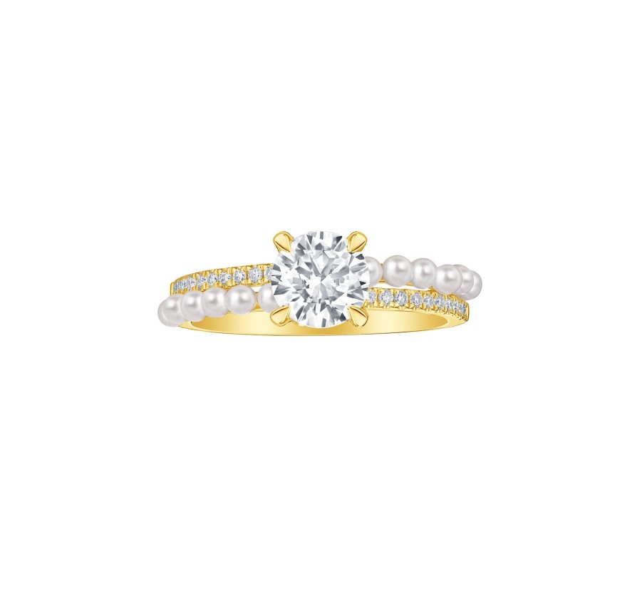 Rings Smiling Rocks | Lab Grown Diamond 2.03Ctw Solitaire With Pearl Bridal Ring