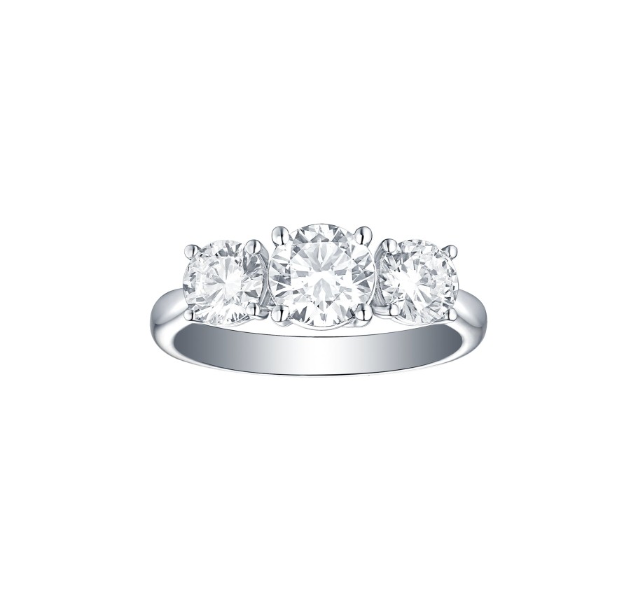 Rings Smiling Rocks | Engagement 2Ct Three Stone Ring R-00036Wht