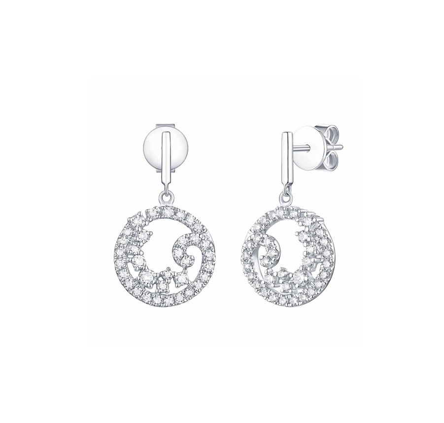 Earrings Smiling Rocks | Drizzle 0.68Ct Lab Grown Diamond Dangling Earrings E-00331Wht