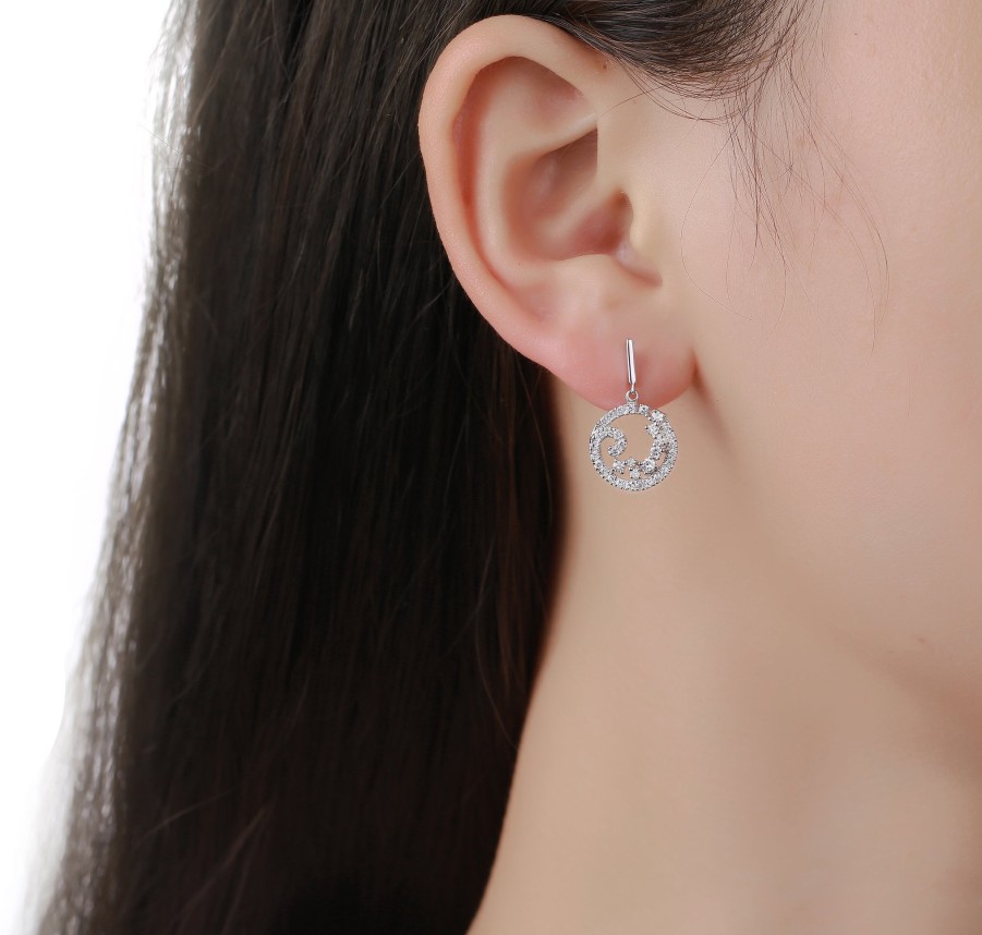 Earrings Smiling Rocks | Drizzle 0.68Ct Lab Grown Diamond Dangling Earrings E-00331Wht