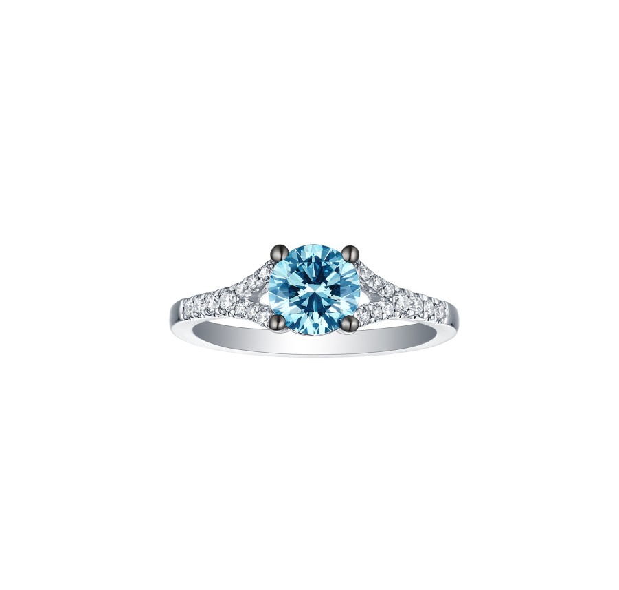 Rings Smiling Rocks | Blush Blue 1.21Ctw Solitaire Diamond Ring R-00486Blu White Gold