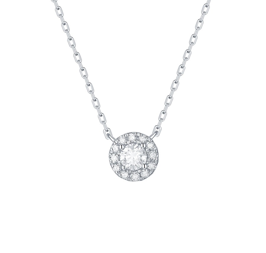 Necklaces Smiling Rocks | Essentials 0.23Ct Halo Necklace Nl-00090Wht