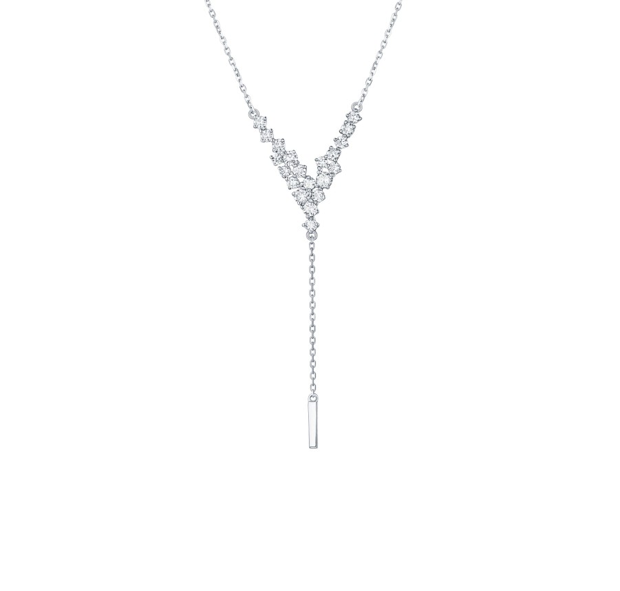 Necklaces Smiling Rocks | Drizzle 0.65Ct Lab Grown Diamond 0.65Ct Necklace Nl-00228Wht