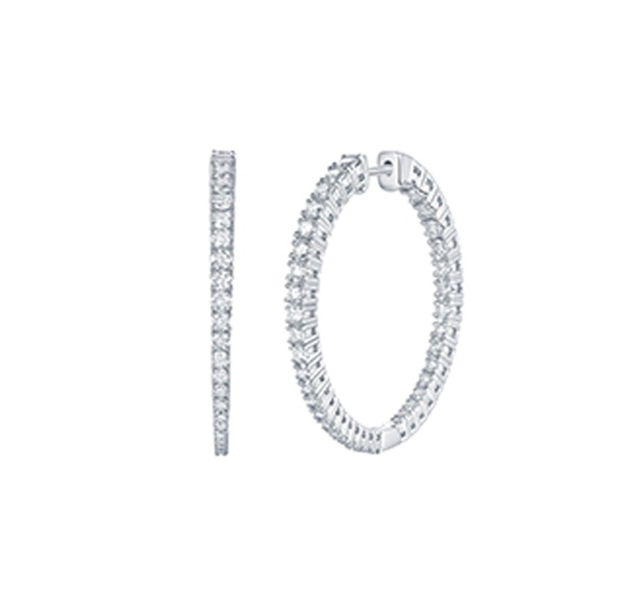 Earrings Smiling Rocks | Lab Grown Diamond 2.06Ctw Hoop Earrings E-01741Wht