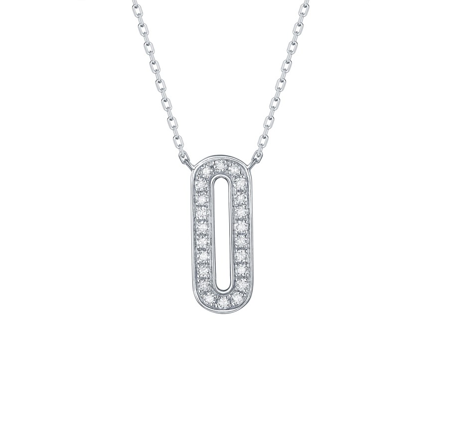 Necklaces Smiling Rocks | Essentials 0.16Ct Oval Diamond Bar Necklace Nl-00252Wht