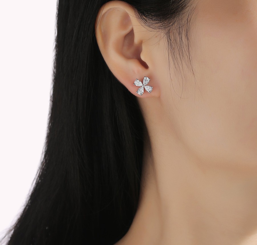 Earrings Smiling Rocks | Lab Grown Diamond Pear Cluster Stud Earrings