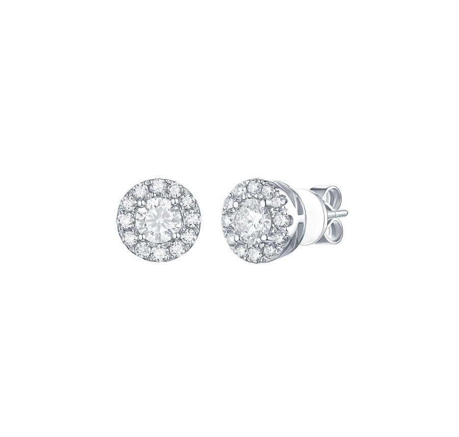 Earrings Smiling Rocks | Essentials 1Ct Halo Earrings E-00135Wht