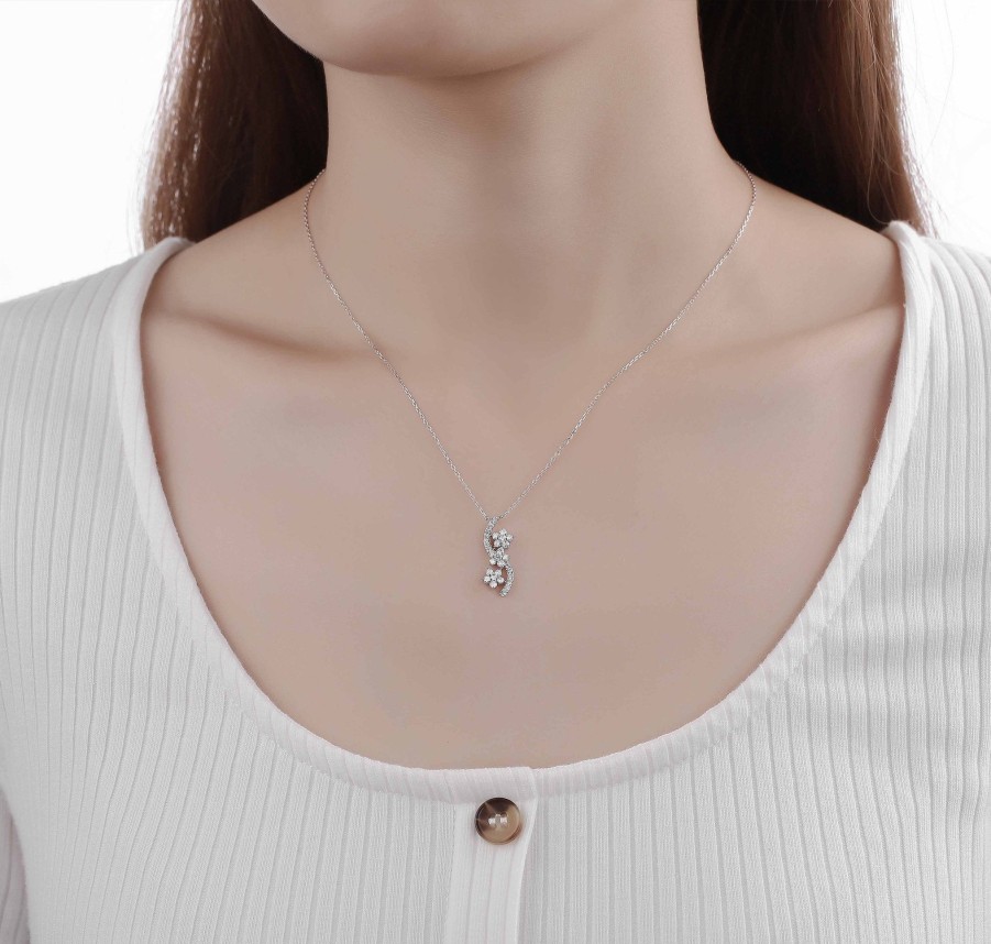 Necklaces Smiling Rocks | Drizzle 0.49Ct Lab Grown Diamond Necklace Nl-00342Wht