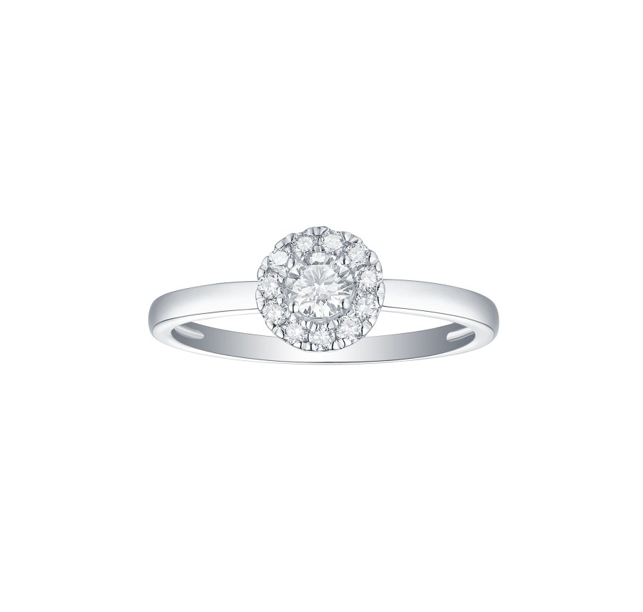 Rings Smiling Rocks | Essentials 0.37Ct Halo Ring R-00275Wht