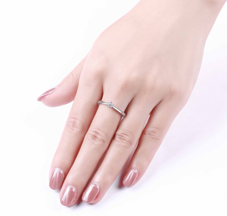 Rings Smiling Rocks | Engagement 0.15Ct Solitaire Ring R-00043Wht