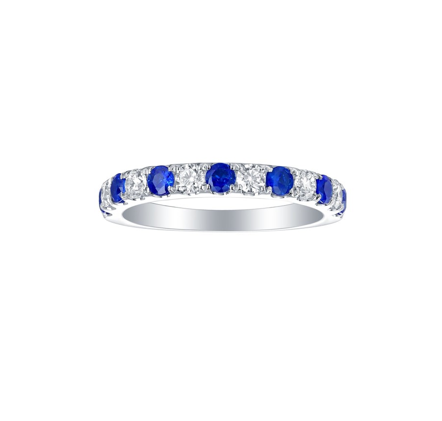 Rings Smiling Rocks | Lab Grown Diamond 1.10Ctw Half Eternity Wedding Band R-00014Wbs White Gold