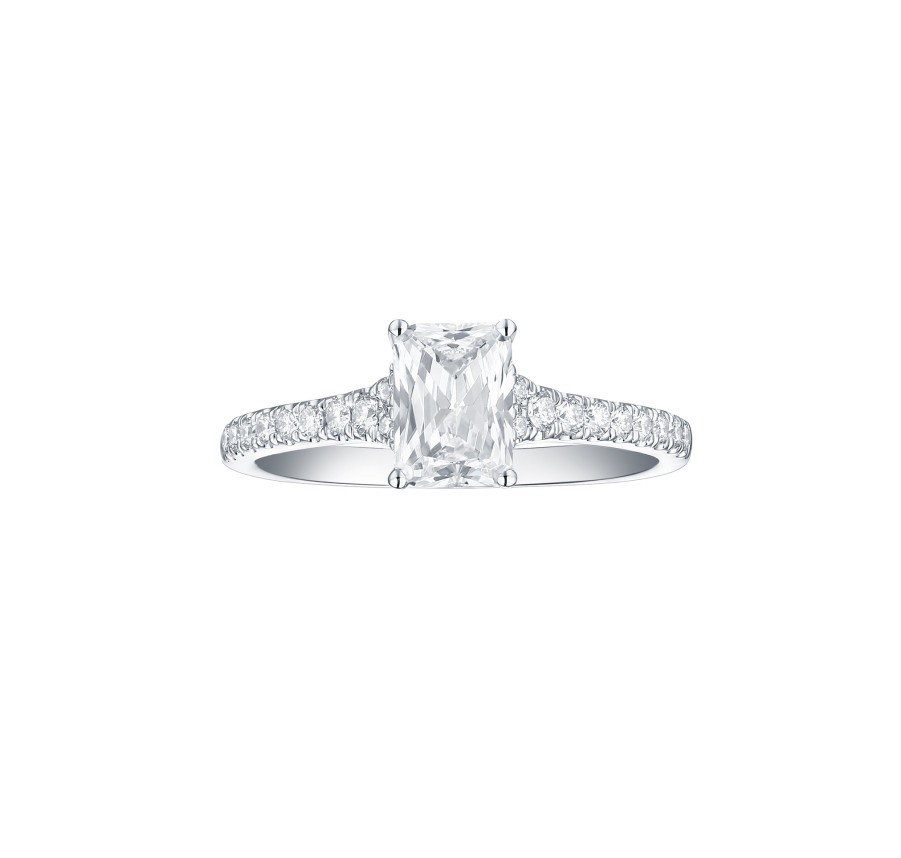 Rings Smiling Rocks | Bridal 1.27Ctw Solitaire Emerald Ring Lab Grown Diamond R-00539Wht White Gold