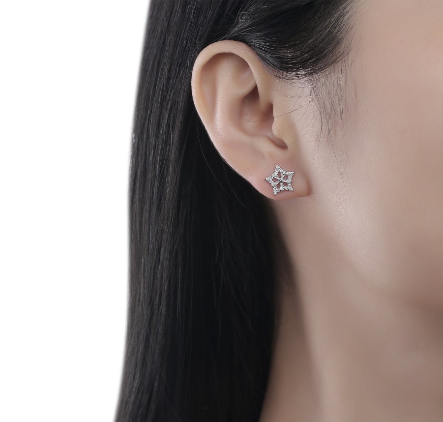 Earrings Smiling Rocks | Snow Stars 0.24Ctw Lab Grown Diamond Stud E-00689Wht White Gold