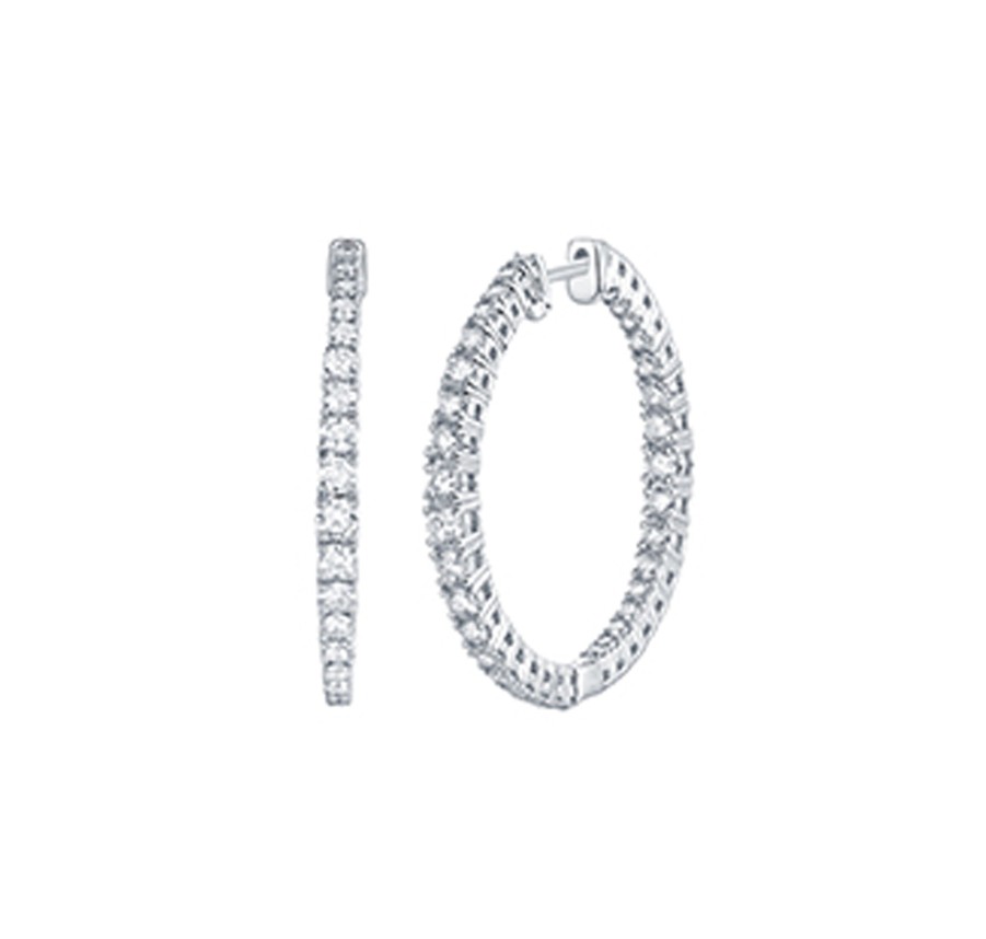 Earrings Smiling Rocks | Lab Grown Diamond 1.91Ctw Hoop Earrings E-01774Wht