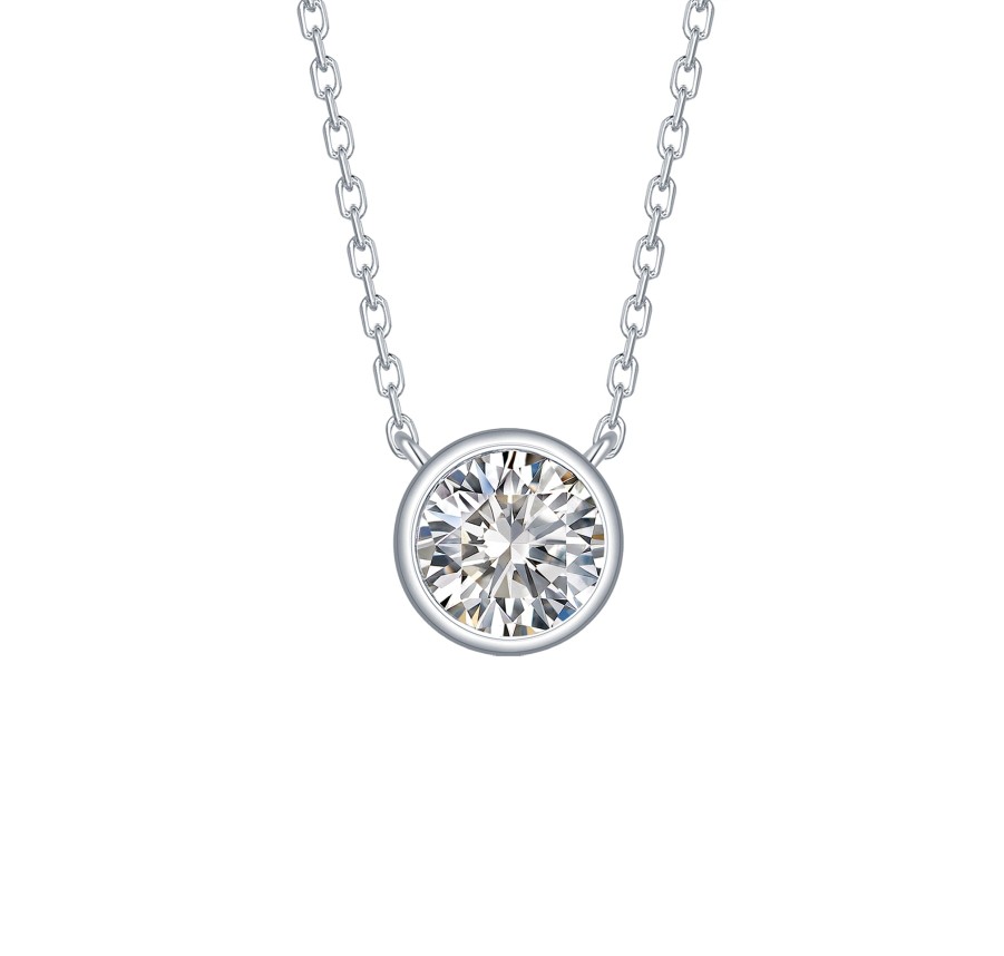 Necklaces Smiling Rocks | Essentials 0.75Ct Solitaire Bezel Necklace Nl-00100Wht