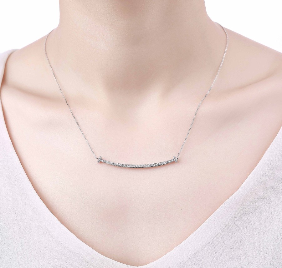 Necklaces Smiling Rocks | Essentials 0.55Ct Cutesy Smile Necklace Nl-00179Wht