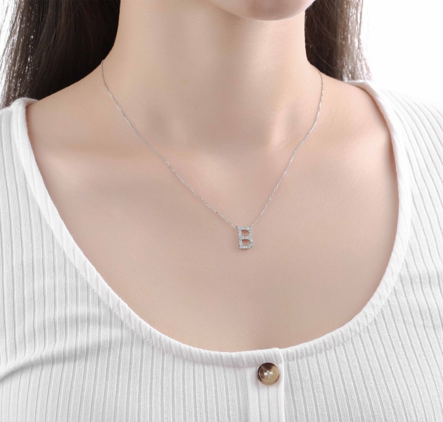 Necklaces Smiling Rocks | My Type 0.28Ct "B" Lab Grown Diamond Necklace Nl-00147Wht