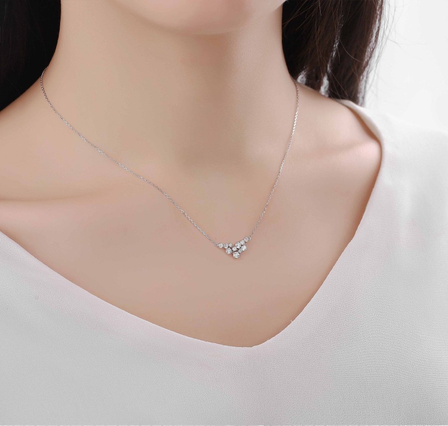 Necklaces Smiling Rocks | Drizzle 0.51Ct Lab Grown Diamond Necklace Nl-00231Wht