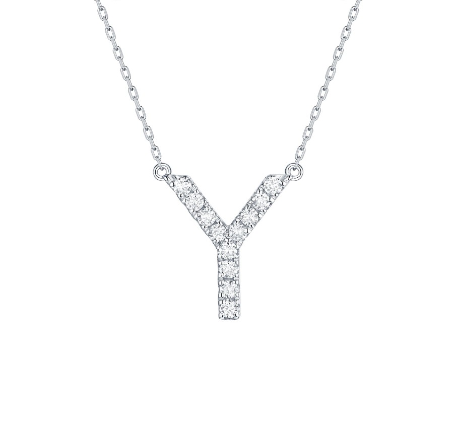 Necklaces Smiling Rocks | My Type 0.17Ct "Y" Lab Grown Diamond Necklace Nl-00170Wht