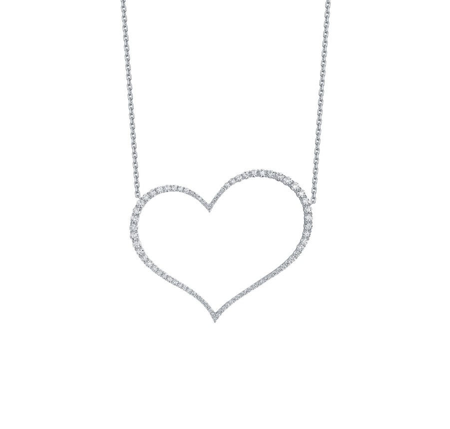 Necklaces Smiling Rocks | Lab Grown Diamond 3.51Ct Big Heart Necklace Nl-02116Wht