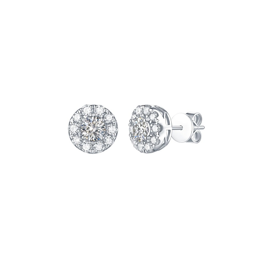 Earrings Smiling Rocks | Essentials 0.75Ct Halo Earrings E-00134Wht