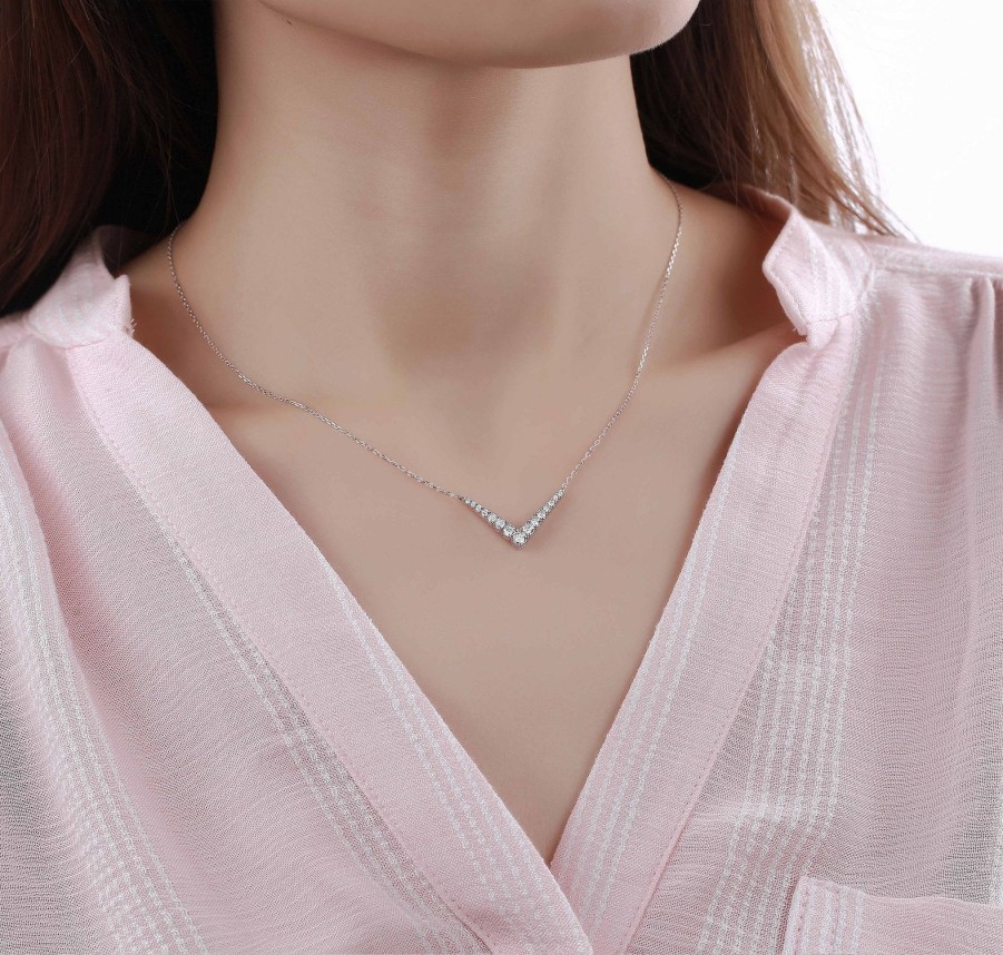 Necklaces Smiling Rocks | Essentials 0.51Ct Geometric Necklace Nl-00300Wht