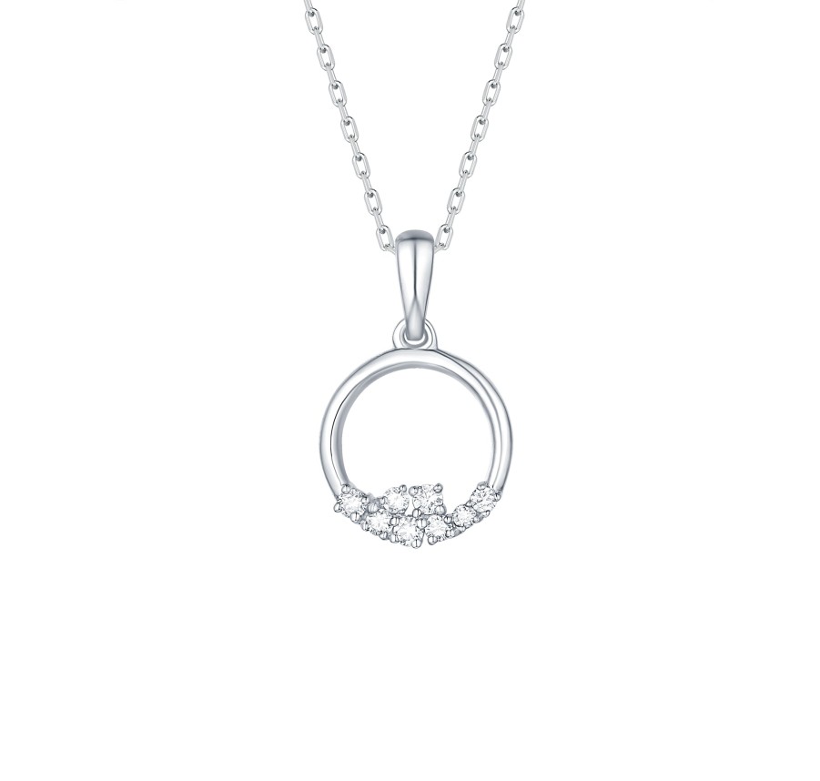 Necklaces Smiling Rocks | Drizzle 0.08Ct Lab Grown Diamond Pendant P-00233Wht