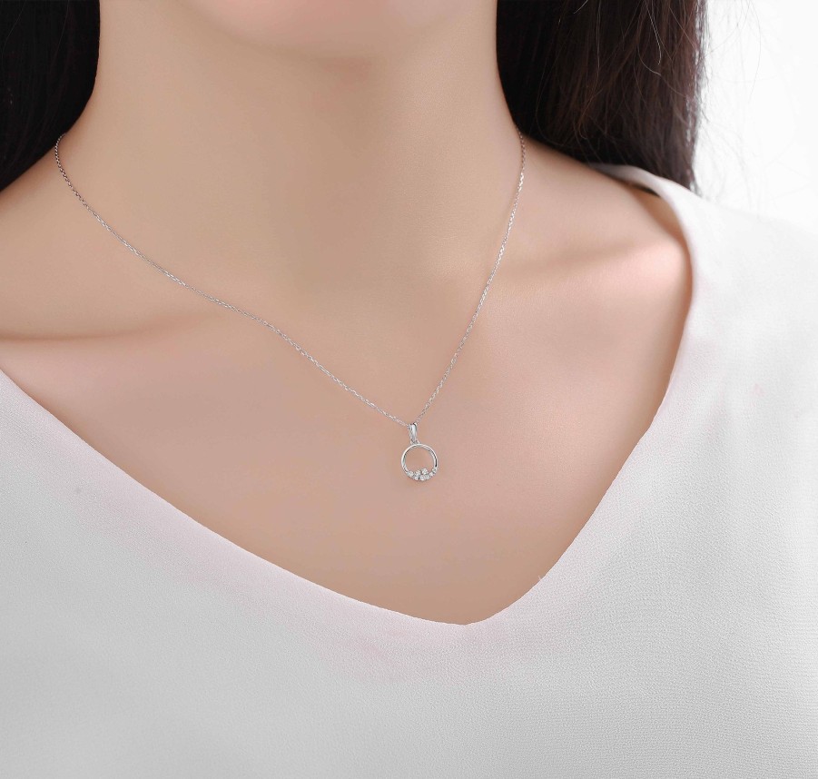 Necklaces Smiling Rocks | Drizzle 0.08Ct Lab Grown Diamond Pendant P-00233Wht