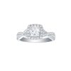 Rings Smiling Rocks | Bridal 1.54Ctw Cushion Halo Ring Lab Grown Diamond R-00551Wht White Gold