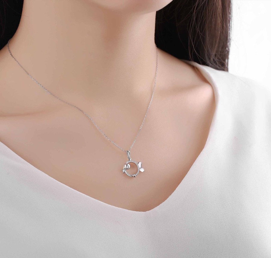 Necklaces Smiling Rocks | Mini 0.16Ct Fishy Pendant P-00220Wht