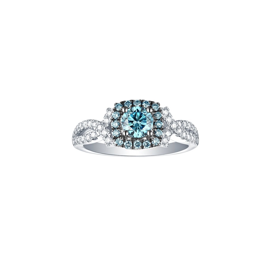 Rings Smiling Rocks | Blush Blue 1Ctw Engagement Diamond Ring R-00518Blu White Gold