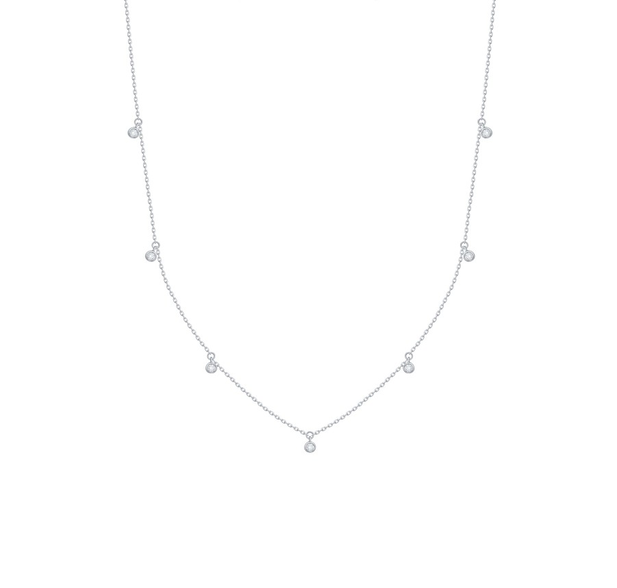 Necklaces Smiling Rocks | Essentials 0.32Ct 7 Rocks Chain Necklace Nl-00281Wht