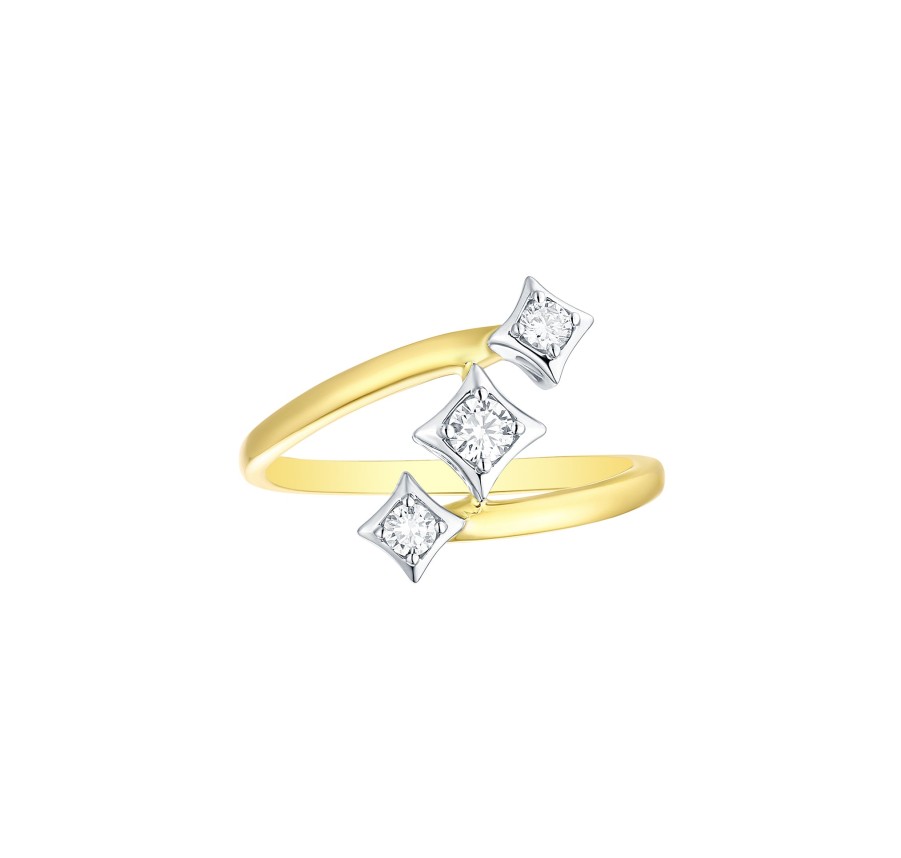 Rings Smiling Rocks | Sparkle 0.22Ctw Lab Grown Diamond Ring R-00607Wht White Yellow Gold