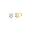 Earrings Smiling Rocks | Lab Grown 1.20Ctw Solitaire Oval Frame Earrings E-03738Wht Yellow Gold