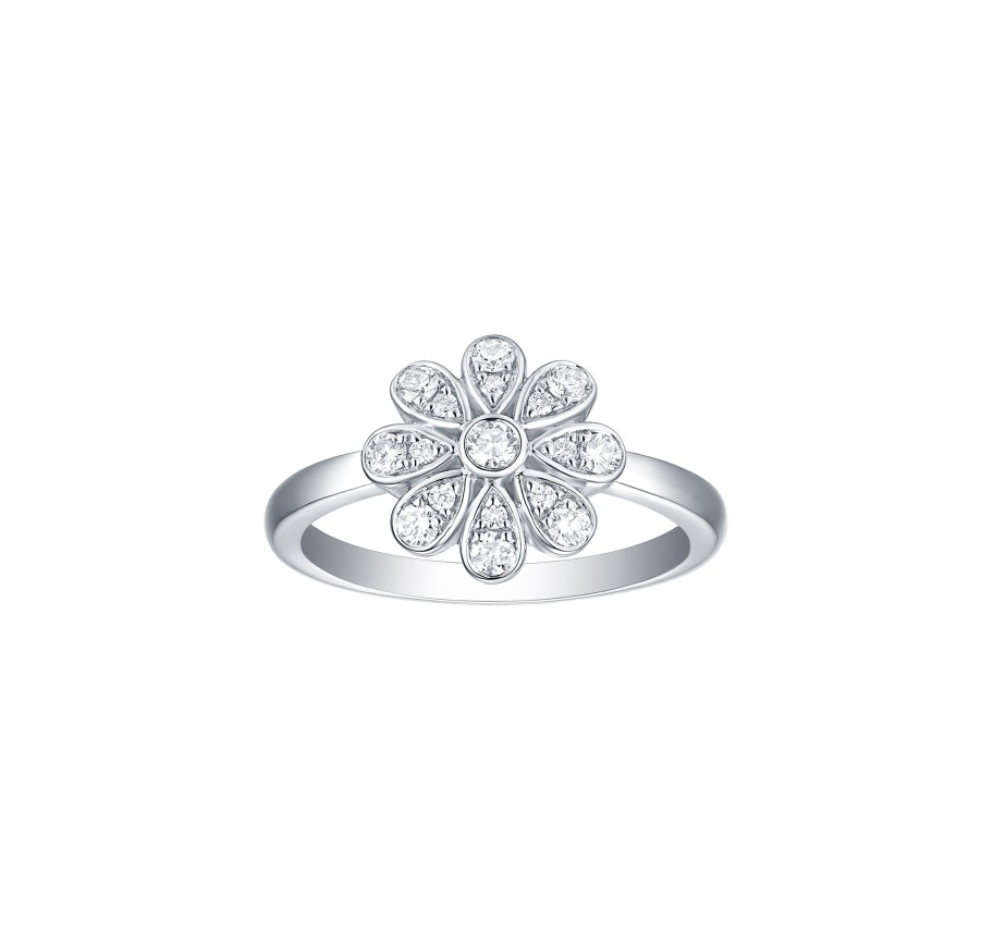 Rings Smiling Rocks | Essentials 0.33Ct Flower Ring R-00278Wht