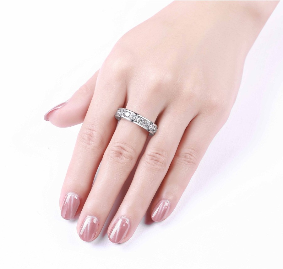 Rings Smiling Rocks | Essentials 2Ct Half Eternity Channel Band R-00028Wht