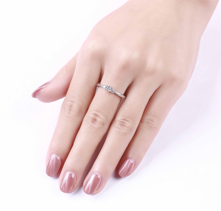 Rings Smiling Rocks | Engagement 0.25Ct Three Stone Ring R-00031Wht