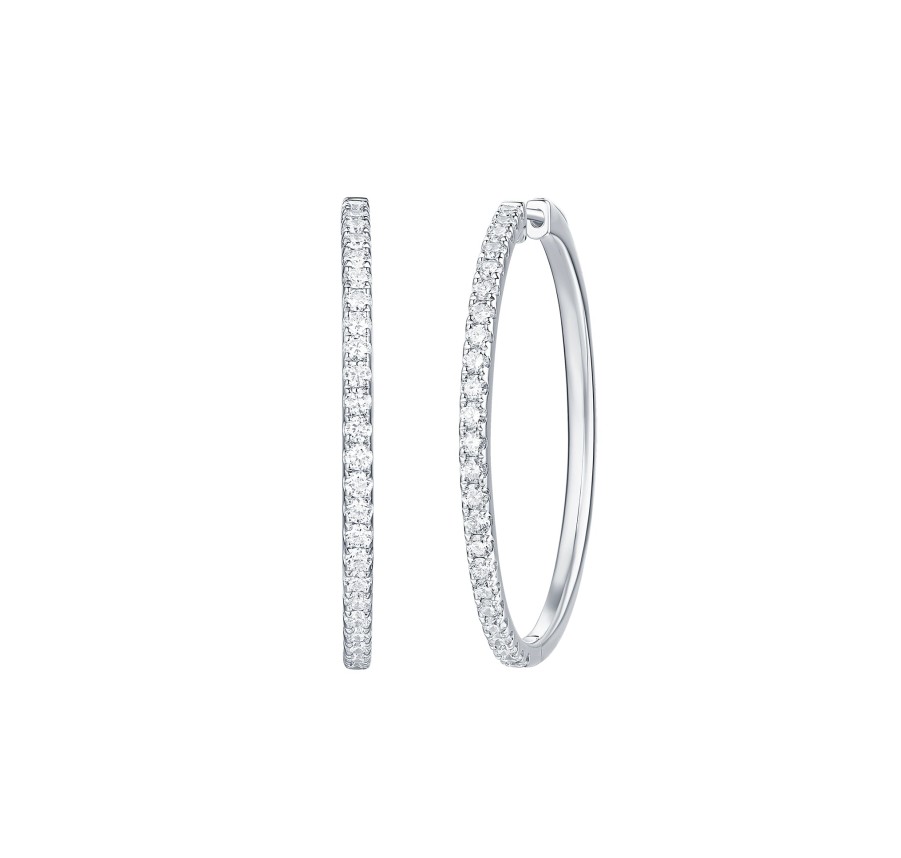 Earrings Smiling Rocks | Essentials 1.5Ct Classic Diamond Hoops E-00110Wht