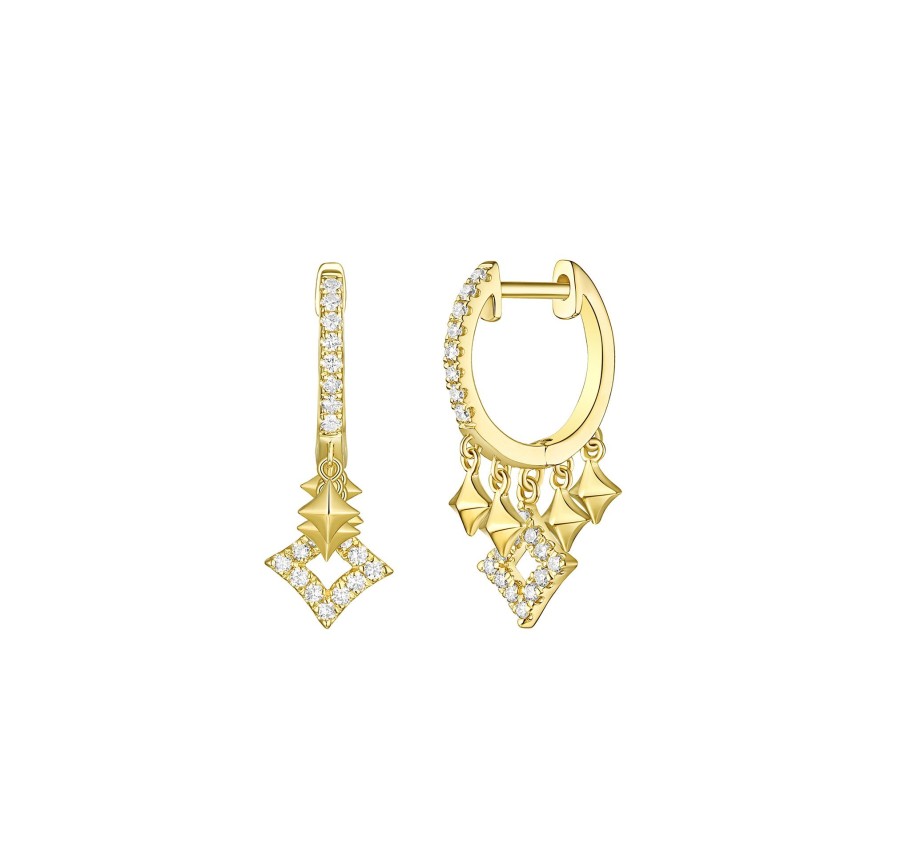 Earrings Smiling Rocks | Statement 0.30Ctw Lab Grown Diamond Earrings E-00704Wht Yellow Gold