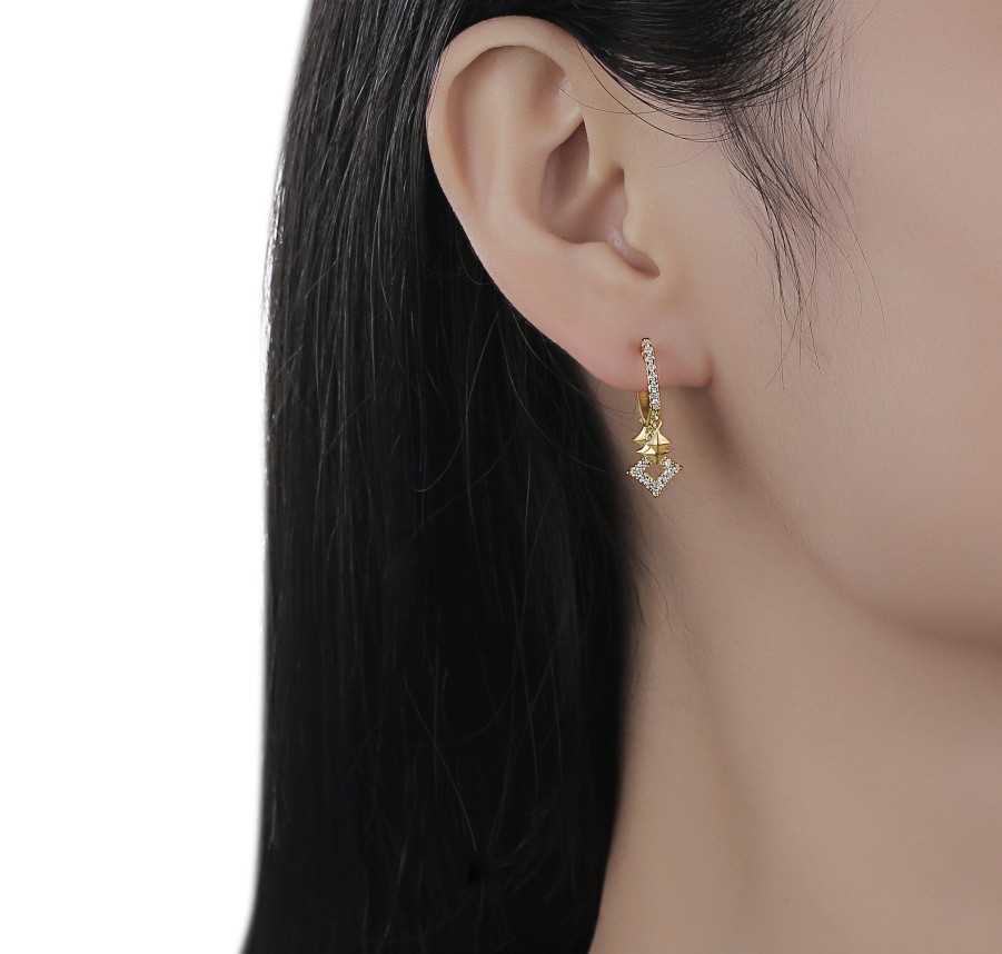 Earrings Smiling Rocks | Statement 0.30Ctw Lab Grown Diamond Earrings E-00704Wht Yellow Gold