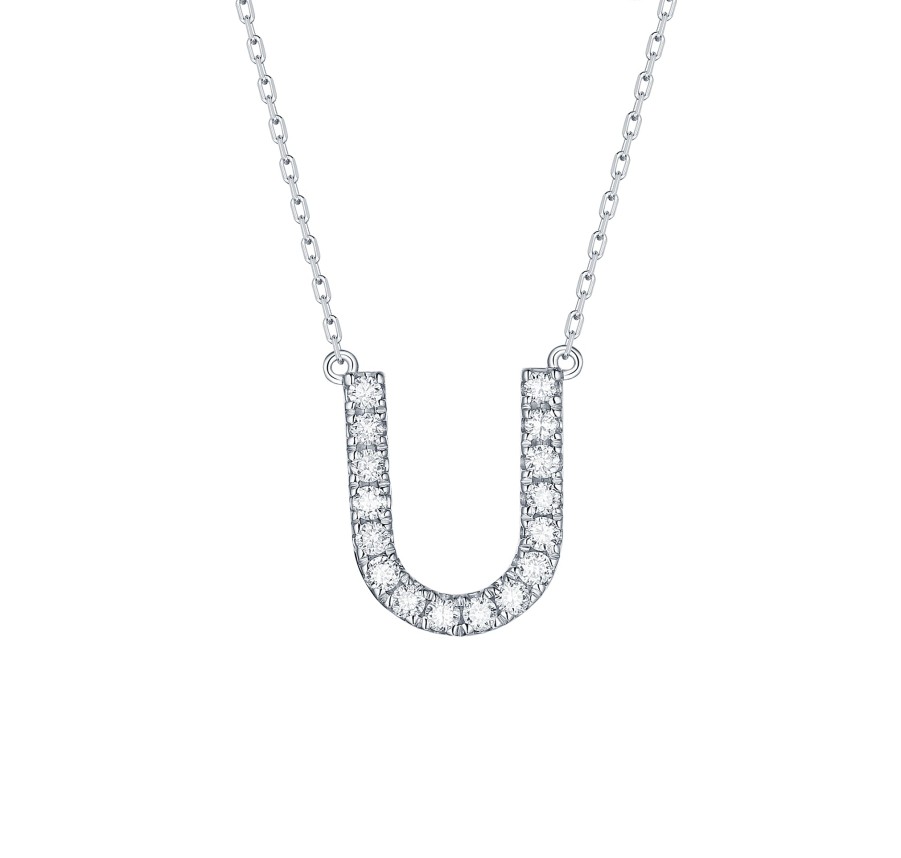 Necklaces Smiling Rocks | My Type 0.24Ct "U" Lab Grown Diamond Necklace Nl-00166Wht